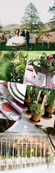 Turn your wedding inside – out! Put comfy sofas & chairs on the green carpet…